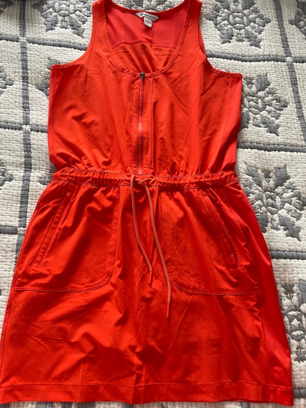 Athleta orange Zip-Front Sleeveless Jumpsuit Dress